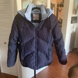 Warm down filled ski/snowboard fleece lined jacket. Fits small ladies too